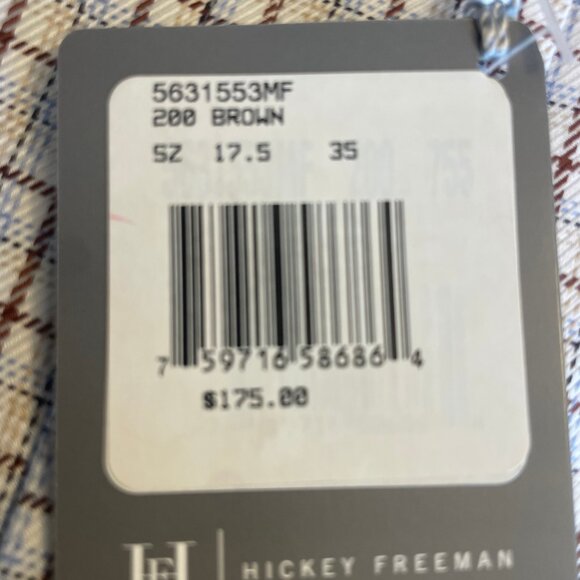 Dashing Brand New Hickey Freeman Button Up French Cuff Shirt - Size: 17.5 / 35 - Picture 3 of 4